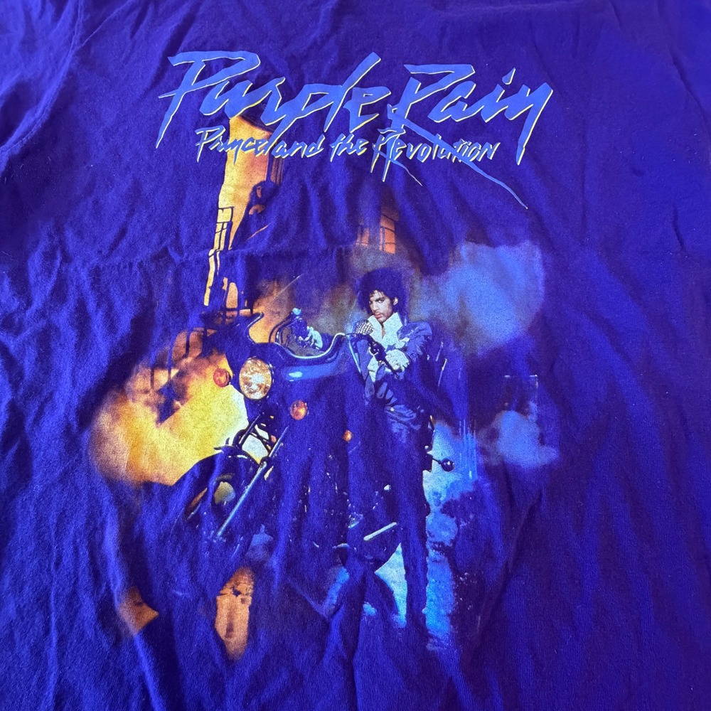 Prince Purple Rain Graphic T-Shirt Official Estate Merchandise Large Purple